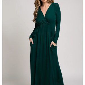 Pink blush Emerald Green Maxi Dress